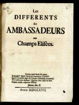 Les Differents des Ambassadeurs aux Champs Elisées