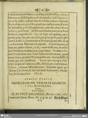 Series Tertia Ministrorum Tripolitamorum