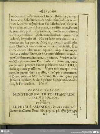 Series Tertia Ministrorum Tripolitamorum
