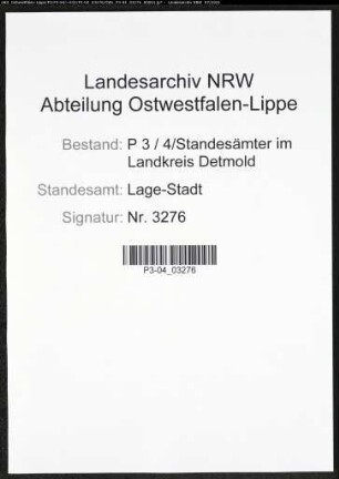 Heiratsregister Standesamt Lage-Stadt