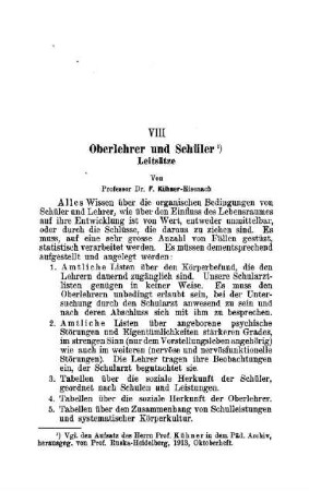 Oberlehrer und Schüler : Leitsätze