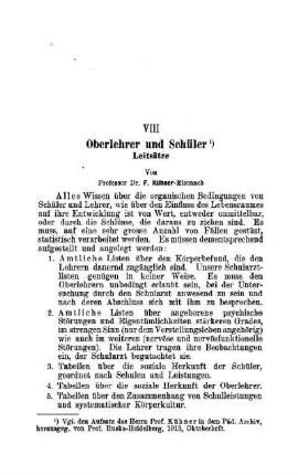 Oberlehrer und Schüler : Leitsätze