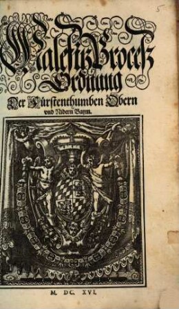 Landrecht, Policey-, Gerichts-, Malefitz- und andere Ordnungen der Fürstenthumben Obern- und Nidern Bayrn, [9]. Malefitzproceß Ordnung Der Fürstenthumben Obern und Nidern Bayrn