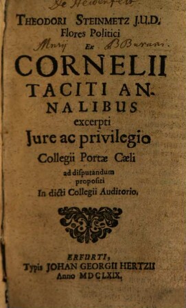 Flores politici ex C. Taciti Annalibus