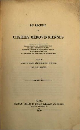 Du recueil des chartes mérovingiennes