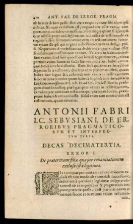 Antonii Fabri ... Decas Decimatertia.
