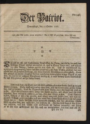 No. 146. Donnerstags, den 17. Octobr. 1726