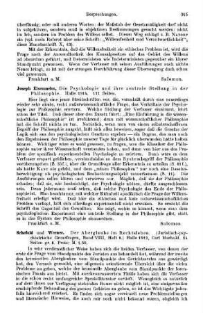 345, Joseph Eisenmeier. Die Psychologie und ihre zentrale Stellung in der Philosophie. 1914