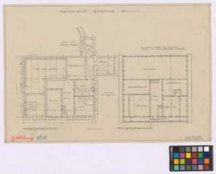 Gutzberg (Landkreis Nürnberg): Fränkisches Bauernhaus (erbaut 1605). Haupthaus (Grundriss des Erdgeschosses, Grundriss des Obergeschosses)