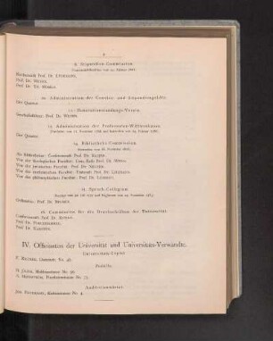 IV. Officianten der Universität und Universitäts-Verwandte.