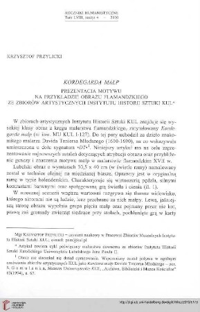 58: Kordegarda małp : prezentacja motywu na przykładzie obrazu flamandzkiego ze zbiorów artystycznych Instytutu Historii Sztuki KUL