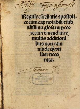 Regulae cancellariae apostolicae : cum glossa