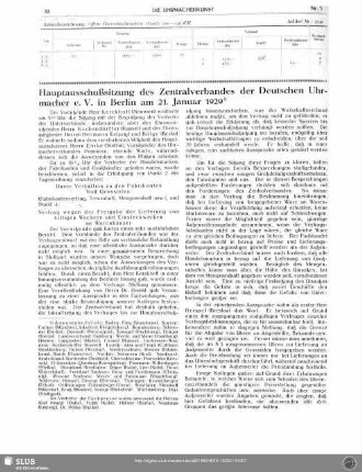 Hauptausschußsitzung des Zentralverbandes der Deutschen Uhrmacher am 21. Januar 1929 in Berlin