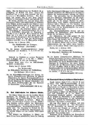Vereinheitlichung des höheren Schulwesens : [Erzeihung] ; [Für das Reich] ; [Amtliche Erlasse] ; [Amtlicher Teil]