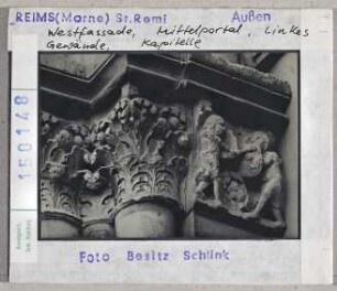 Reims: Kathedrale, mittleres Westportal, linkes Gewände, Kapitelle