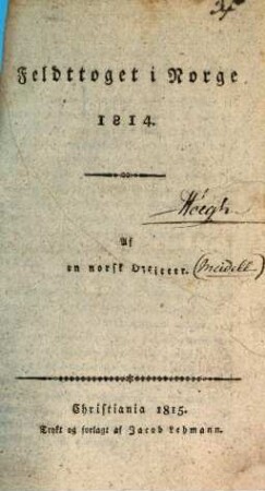 Feldttoget i Norge 1814