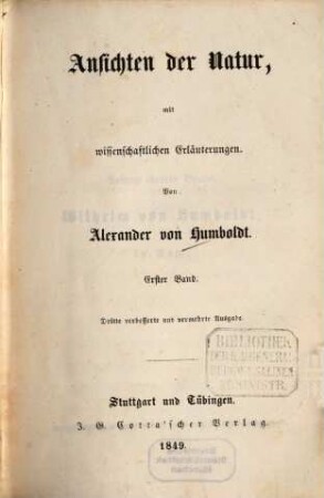 Ansichten der Natur : mit wissenschaftlichen Erläuterungen, 1