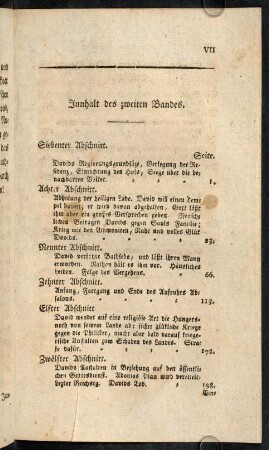 VII-VIII, Inhalt des zweiten Bandes.