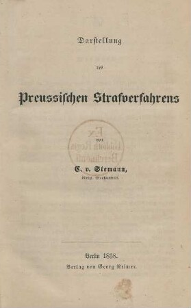 Darstellung des Preussischen Strafverfahrens
