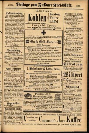 Zweite Ausgabe vom Samstag, den 23. September 1893.