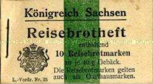Heft mit Reise-Brotmarken des Königreiches Sachsen