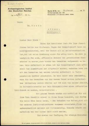 G. Rodenwaldt an W. Wrede