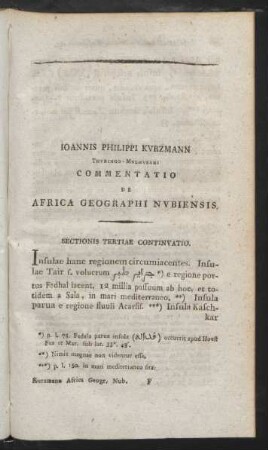Sectionis Tertiae Continuatio.
