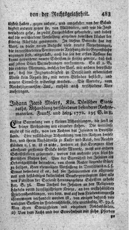 Abhandlung verschiedener besonderer Rechtsmaterien. St.1.