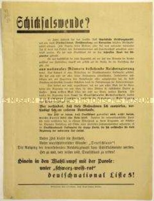 Aufruf der Deutschnationalen Volkspartei zur Reichstagswahl