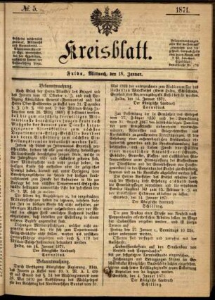 Ausgabe vom Mittwoch, den 18. Januar 1871.