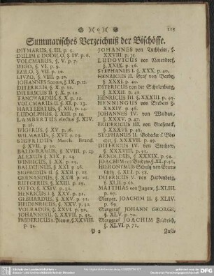 Summarisches Verzeichniß der Bischöffe
