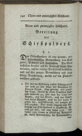 Neun und zwanzigster Abschnitt. Bereitung des Schießpulvers.