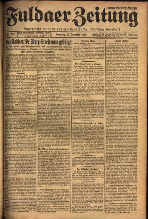 Erste Ausgabe vom Sonntag, den 19. Dezember 1926.
