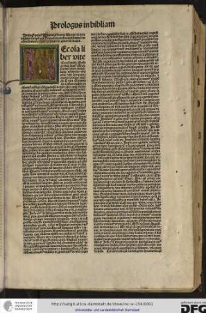 Prologus primus venerabilis fratris Nicolai de Lyra, ordinis seraphyci Francisci, in testamentum vetus de commendatione sacre scripture generali incipit.