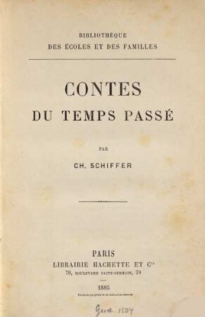 Contes du Temps passé : Bibliothèque des Écoles et des Familles