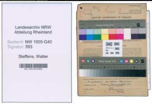 Entnazifizierung Walter Steffens , geb. 19.09.1919 (Gerichtsreferendar)