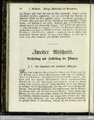 Zweiter Abschnitt. Vertheilung und Ausstellung der Pflanzen