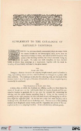 Supplement to the catalogue of Raphael's Paintings