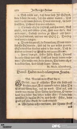 Danck-Lieder nach erlangtem Friede.