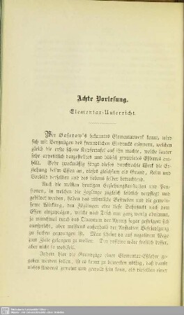 Achte Vorlesung. Elementar-Unterricht