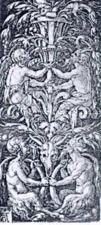 Ornament mit zwei Satyrpaaren - Hochfüllung