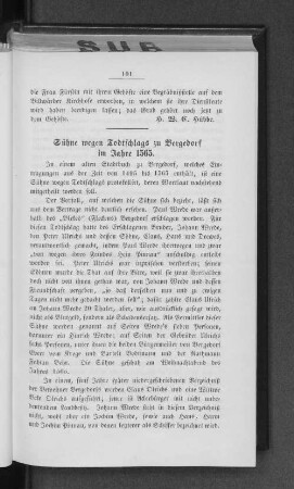 Sühne wegen Todtschlags zu Bergedorf im Jahre 1565.