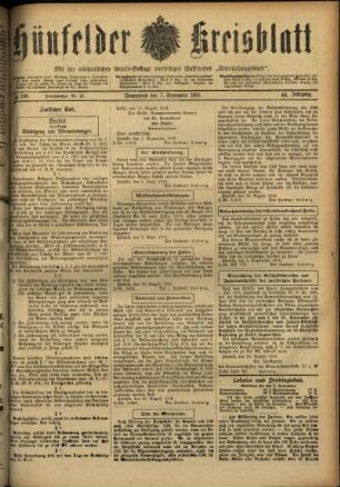 Ausgabe vom Samstag, den 07. September 1918.