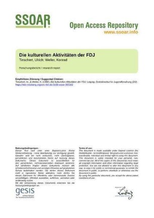 Die kulturellen Aktivitäten der FDJ