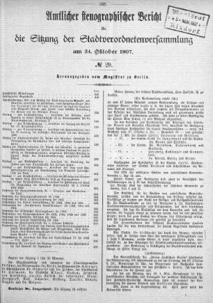 No 29, 24. Oktober 1907