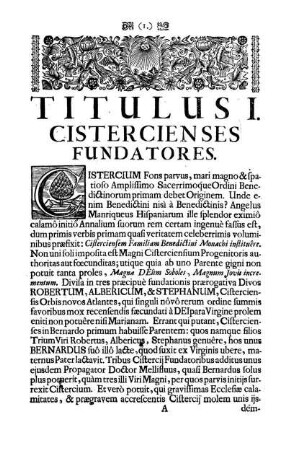 Titulus I. Cistercienses Fundatores