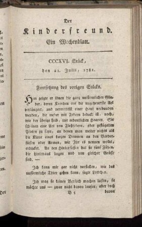 CCCXVI. Stück, den 21. Julii, 1781
