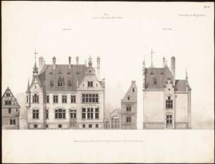 Landratsamt (Kreishaus), Zell/Mosel: Vorderansicht, Seitenansicht 1:100