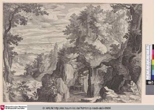 [Landschaft mit lesendem Eremit; Landscape with Reading Hermit; Berglandschap met een kluizenaar]