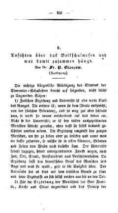 Ansichten über das Volkschulwesen und was damit zusammen hängt : (Fortsetzung)